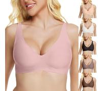 Fnumiszx Sujetadores de gelatina sin aros para mujer, con escote en V profundo, sin costuras, con estampado de leopardo, sin aros, cobertura completa, brasier de gelatina, sin varillas, cómodo