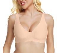 Fnumiszx Sujetadores de gelatina sin aros para mujer, con escote en V profundo, sin costuras, con estampado de leopardo, sin aros, cobertura completa, brasier de gelatina, sin varillas, cómodo