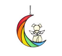 Fnyoxu Painted Acrylic Dog Souvenir,Dog Decoration On The Rainbow Moon,Souvenir Of The Loss Of A Dog Pet