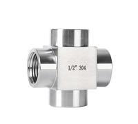 FNYUVNFAF 1/8" 1/4" 3/8" 1/2" 3/4" 1" NPT M14 M20 Female Male Cross 4 Ways 304 Stainless Steel Splitter Block Pipe Fitting Connector(Female BSPP(G),1/2")