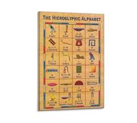 FNYUVNFAF Ancient Egypt Hieroglyphics Educational Poster, Alphabet Chart Canvas Wall Decor for Kitchen, Dorm Room, Living Room Aesthetic Framed,16x24inch(40x60cm)
