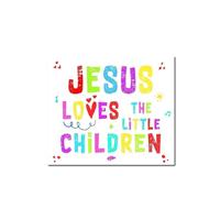 FNYUVNFAF Bible Verse Wall Art for Children, Jesus Loves The Little Ones Canvas Poster, Religious Nursery Decor, Christian Baby Gift Idea Unframed,12x18inch(30x45cm)