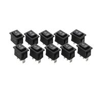 FNYUVNFAF Interruptor basculante de Encendido/Apagado SPST for Barco, 10 Unidades, 2D3P-NEGRO-RESET, 15 x 21 mm, 6 A, 250 V, KCD1, KCD1-101