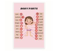 FNYUVNFAF Kids Anatomy Learning Chart, Human Body Biology Poster for Science Classroom Decor, Educational Homeschool Teaching Resource Framed,12x18inch(30x45cm)