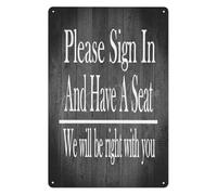 FNYUVNFAF Reception Metal Sign Sign In and Have a Seat We Will Be Right With You Vintage Tin Wall Decor for Office Waiting Area 8 X 12 inch