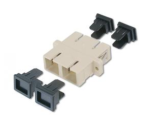 FO coupler, duplex, SC to SC, MM OM2, color grey ceramic sleeve, polymer housing, incl. screws