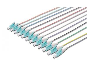 FO pigtail set, 12 pcs., LC, MM OM3 50/125 µ loose buffer, color code DIN IEC 304, 2 m