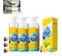 Foam Cleaner All Purpose, Quick Detailer Panel Wipe for Dashboard, Seats, Carpet & Leather, Rinse-Free Interior Car Cleaner - Lemon Scent (3pc)