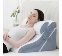 Foamalusion 3 almohadas de cuña de cama para dormir, almohada de cuña de espuma viscoelástica ajustable 20 en 1 para aliviar el dolor de espalda y piernas, almohada de cuña de 23 pulgadas de ancho