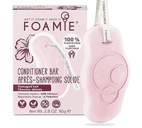 Foamie Acondicionador fijo, cabello dañado y graso con extracto de hibisco, acondicionador para fuerza y elasticidad, cuidado del cabello 100% vegano, sin plástico, 80 g