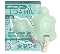 Foamie Champú para niños y gel de ducha sólido 2en1 en forma de tortuga con aceite de aguacate suave con la piel 100% vegano y sin plástico 80g