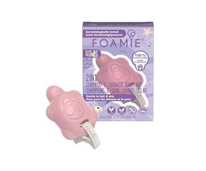 Foamie Champú para niños y gel de ducha sólido 2en1 en forma de tortuga con durazno y aceite de almendra suave I 100% vegano y sin plástico 80g