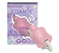 Foamie Champú y gel de ducha 2 en 1 para niños, champú para niñas con aceite de almendras orgánico y melocotón para un mejor peinado, suave para la piel y el cabello, 100% vegano, sin plástico, 80 g