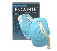 Foamie Gel de ducha sólido y champú para hombres con menta y limón, ducha fija 3 en 1 y limpieza facial aroma refrescante, cuidado de ducha firme para la piel y el cabello, 90 g