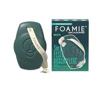 Foamie Men 3 en 1 Cuidado de ducha fijo Back to the Roots - para cuerpo, cara y cabello - con aceite de babasú y eucalipto - pH neutro - Vegano y sin plástico, 90 g