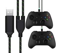Foamy Lizard - Cable de carga USB tipo A para dividir C (3 m) - Cable de carga rápida USB tipo A a USB C para Playstation 5, Xbox Series X/S, Elite, Switch (A a Dual C Green LED)