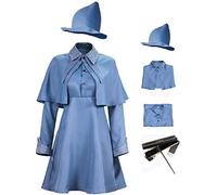 Foanja Fleur Delacour - Disfraz de adulto para mujer, cosplay, escuela, mago, azul, capa completa, uniforme para Halloween, fiesta, carnaval, cumpleaños, regalo y varita