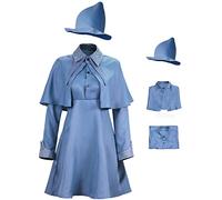 Foanja Fleur Delacour - Disfraz de adulto para mujer, cosplay, escuela, mago, azul, capa completa, uniforme para Halloween, fiesta, carnaval, cumpleaños, regalo y varita
