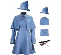 Foanja Fleur Disfraz Mujer Cosplay Magia Academia Mago Fleur Isabelle Delacour Traje Vestido y Capa con Sombrero Varita para Dress up Halloween Carnaval Cumpleaños Fiesta Mascarada Fancy Costume