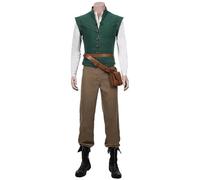 Foanja Hombre Flynn Rider Disfraz Camisa Chaleco Pantalón Cinturón Rapunzel Príncipe Flynn Rider Caballero Completa Traje Adulto Dress up Navidad Carnaval Halloween Cumpleaños Fiesta Cosplay Costume