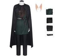 Foanja Legolas Disfraz Hombre Cosplay Príncipe Elfo Legolas Traje Capa con Top Pantalones Cinturón y Orejas para Fancy Dress Up Halloween Navidad Carnaval Fiesta Mascarada Costume