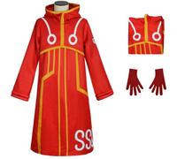 Foanja Luffy Disfraz Hombre Cosplay Pirata Rey Egghead Island Monkey D. Luffy Chaqueta con Capucha y Guantes con Sombrero Dress Up Halloween Carnaval Cumpleaños Fiesta Fancy Mascarada Costume, Rojo