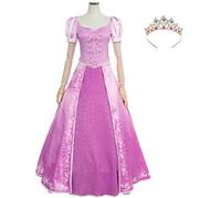 Foanja Mujer Rapunzel Disfraz Maxi Vintage Elegante Rapunzel Fancy Princesa Vestido de Baile con Corona Dress up Navidad Carnaval Halloween Cumpleaños Fiesta Cosplay Costume, Morado