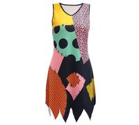 Foanja Sally Disfraz Mujer Cosplay Jack Skellington Esqueleto Novia Sally Traje Gótico Vestido para Adulto Dress up Halloween Navidad Fiesta Carnaval Fancy Costume Regalos