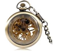 Fob Reloj de Bolsillo mecánico Clásico Bronce Cuerda Manual Reloj Steampunk Vintage Cara Abierta Hombres Mujeres Colgante Cadena Reloj de Bolsillo Regalos para la Familia