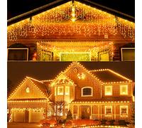 Fobaston - Guirnalda luminosa (15 m, 600 ledes, 8 modos, cortina luminosa, Navidad, color blanco cálido, exterior e interior, decoración de boda, cumpleaños, casa, patio