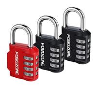 FOBOZONE Candados de combinación, candado de 4 dígitos resistente al agua con código restablecible, para casillero de gimnasio, armario, cobertizo, aldaba, puerta (Negro 2 y Rojo 1)