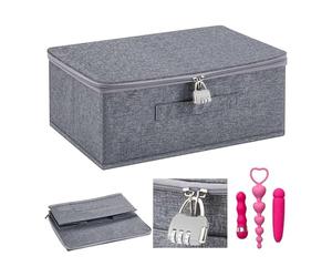 Fobufue Bolsa Organizadora Discreta con Cerradura para Juguetes de Adultos, con Tapa con Cremallera, 38 X 25 X 16 cm.