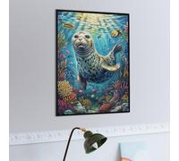 Foca de Coral del océano Puzzle 500 Piezas Regalo Familiar Animales y Plantas Rompecabezas 3D Obra De Arte para Hombres Y Mujeres DIY Creativo Aliviar Estrés 500 PCS