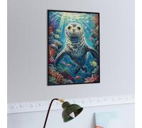 Foca del océano Puzzle 300 Piezas Estera Portátil Antideslizante Animal Salvaje Rompecabezas Familiar para Hombres Y Mujeres Aliviar Estrés Decoración Hogar 300 PCS