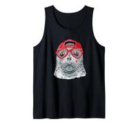 Foca Divertida con Gafas Rojas y Estilo Marino Camiseta sin Mangas