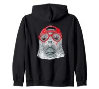 Foca Divertida con Gafas Rojas y Estilo Marino Sudadera con Capucha
