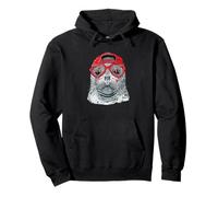Foca Divertida con Gafas Rojas y Estilo Marino Sudadera con Capucha