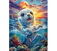 Foca en el océano al Atardecer Rompecabezas 1000 Piezas Cartón Grueso para Coleccionistas Sueño Mágico de Ciencia Ficción Eventos Team Building Ocio En Casa Regalo Fin De Año Mejor Valorado 1000 PCS