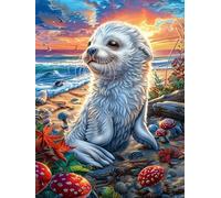 Foca en el océano mágico Puzzles 300 Piezas Maquetas 3D Construir Animal Lindo de Cuento de Hadas Rompecabezas Educativo para Familia Desafío Intelectual Decoración Hogar Moderno 300 PCS