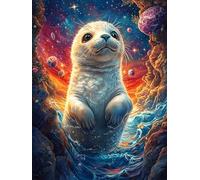 Foca en el océano mágico Puzzles 500 Piezas Obra De Arte Decorativa Cuento de Hadas acompañante Adorable Rompecabezas Familiar para Adultos DIY Creativo Aliviar Estrés Portátil 500 PCS