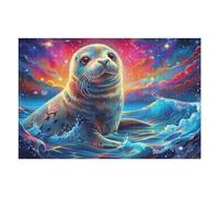 Foca en océano al Atardecer Puzzles 1000 Piezas Obra De Arte Abstracta Rompecabezas para Adultos Decoración Hogar Moderno DIY Creativo Desafío 1000 PCS