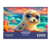 Foca Entre Flores Jigsaw Cachorro de Foca Puzzle Mil Piezas para Jóvenes Adultos - Papel Resistente Desarrollo Cognitivo Ocio Difícil 52x38cm/1000pcs