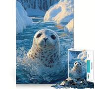 Foca juguetona en Las gélidas Aguas del Ártico: Impresionante Rompecabezas de 1000 Piezas de Arte de Vida Silvestre para Adultos Que Mejora la Memoria y Alivia la ansiedad Decoración de Pared