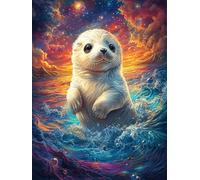 Foca Nadando en el océano Rompecabezas 300 Piezas Cartón para Adultos Y Adolescentes Sueño Mágico de Ciencia Ficción Hobby Colección Toda La Familia Decoración Única Hogar 300 PCS