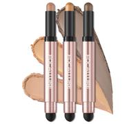 FOCALLURE 3 piezas de sombras de ojos en barra sin pliegues, sombras de ojos brillantes y mate, cray n con pincel difuminador, iluminador en crem