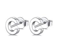 FOCALOOK 26 Letras Iniciales Pendientes Mujer Plata de Ley 925 Aretes Abecedario Letra Capital C Joyería Simple de Moda con Nombres Personales