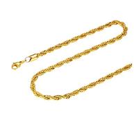 FOCALOOK 3mm Cadena Dorada Cuerda Hombre Acero Inoxidable 316L Collar Soga Malla 50cm Chapado en Oro 18K Joyería Básica Simple Regalo Amigo