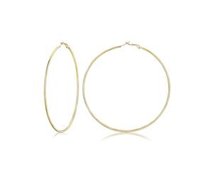 FOCALOOK Aros Grandes Oro 18K Mujer Pendientes Finos Acero Inoxidable 316L 100mm 2mm