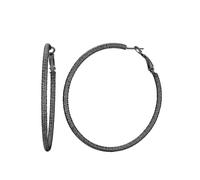 FOCALOOK Aros Pendientes Negros Mujer Acero Inoxidable 316L Aros Finos Medianos Hoop Earings Piercing Oreja 40mm Joyería de Moda Madre Pareja