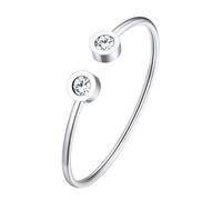 FOCALOOK Brazalete Ajustable Mujer Acero Inoxidable con Piedras de Cumpleaños Abril Diamante Sintético Joyería Preciosa Platino Plateado de Moda para Pareja